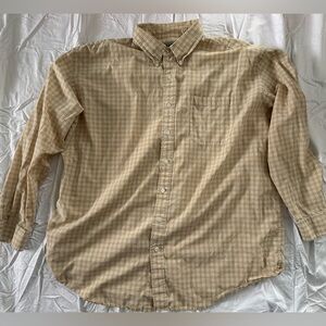 L.L. Bean Tan Plaid Cotton Button Down XXL Men’s Tall